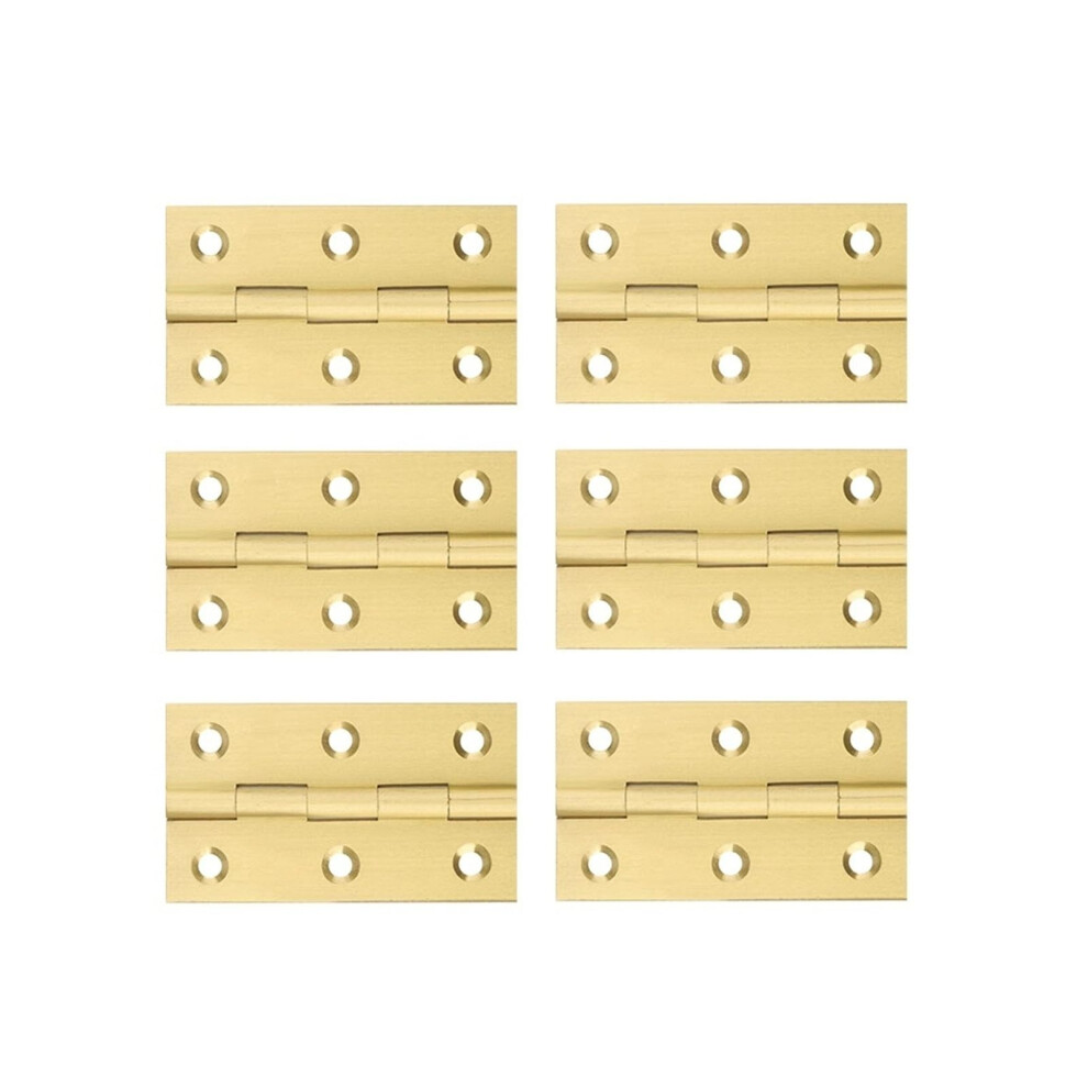6Pcs Golden Brass Cabinet Hinges With Mute Bearings For Kitchen Doors, Smooth Sliding Operation 9164114224972