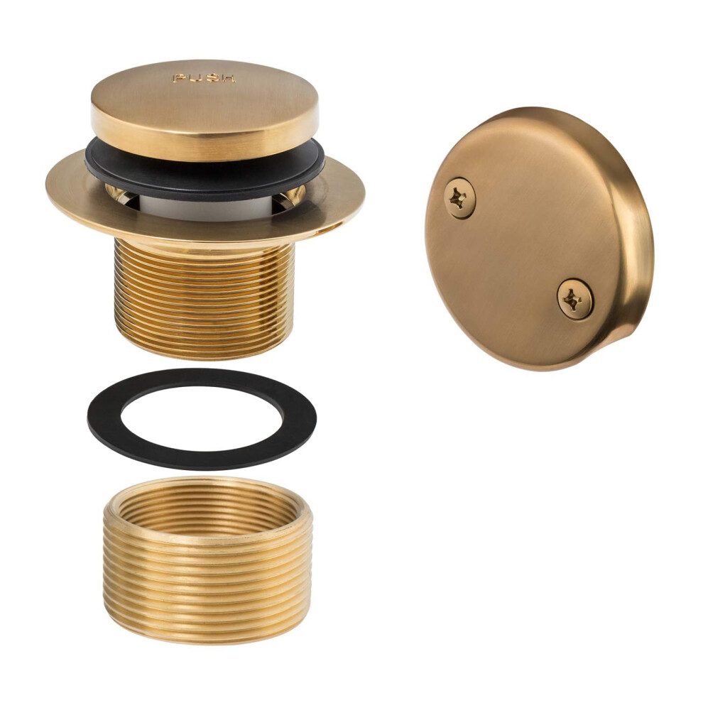 Brushed Gold Bathtub Drain Stopper Replacement Kit With 2Hole Overflow Plate And Universal Fit 9164114225566