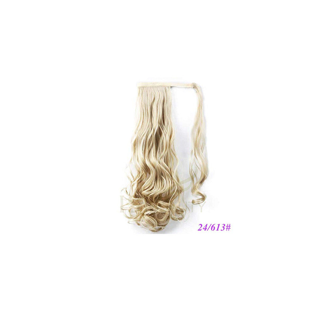 Synthetic Wavy Ponytail Extension 22 Inch Drawstring Hairpiece for Women Natural PermFriendly 120g Pink