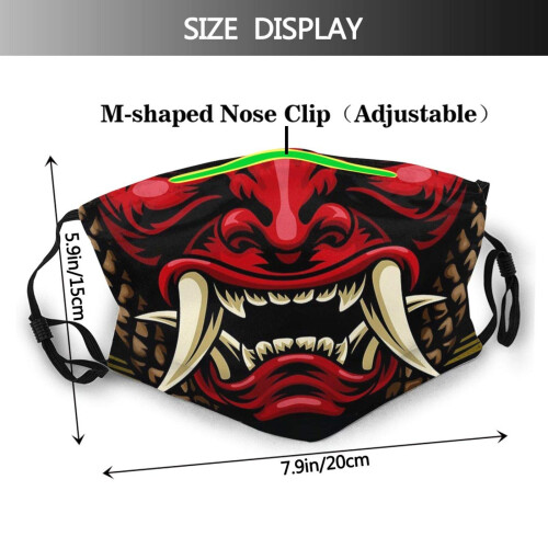Samurai Face Mask Reusable Breathable Dustproof with Carbon Filters and Adjustable Ear Hooks 1