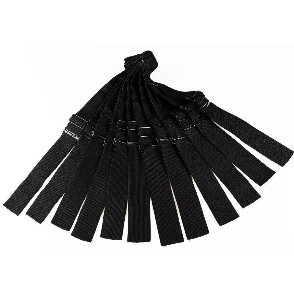 Unisex Black 12Pcs Elastic Wig Band With Adjustable Buckle For Lace Wigs, Glue Secure Hold,