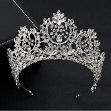 Wedding Tiara Crystal Crown Silver Luxury Bridal Queen Style Durable Alloy Elegant Shine
