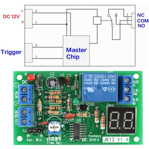 DC 12V Digital Timer Relay with Clear LED Display, Adjustable Countdown Delay Switch for Appliances 2
