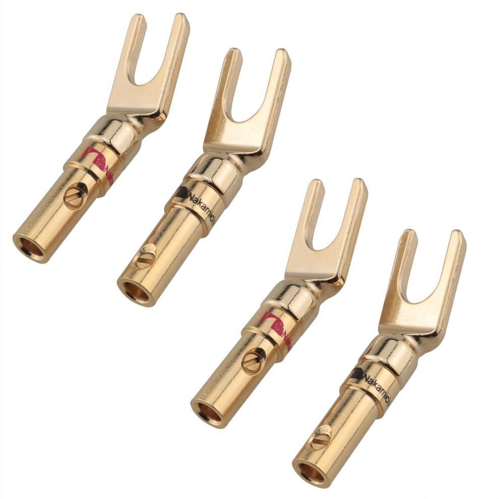 4Pcs Gold Plated Speaker Spade Connectors Y Plug Wire Connectors For Amplifiers Secure Fit 2 Black 2 Red 9164114226808