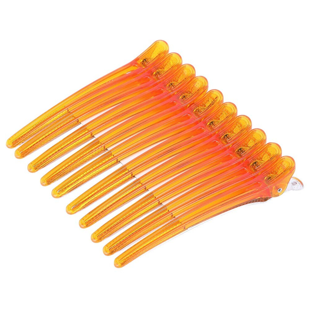 Unisex Orange 10Pcs Stainless Steel Hairdressing Sectioning Clips 12Cm Durable Metal Hairpins