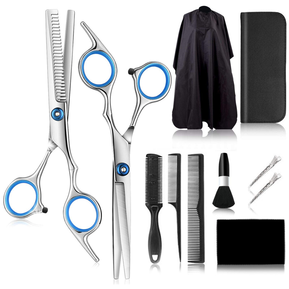 Hair Cutting Scissors Set 11pcs Professional Hairdressing Kit with Thinning Shears Comb Clips Cape