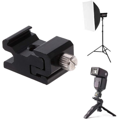 Hot Shoe Mount Adapter with Secure Clamping Lock, Durable Alloy Flash Bracket for Camera Tripod 1
