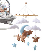 Baby Crib Mobile with Felt Clouds and Bears, Soothing Chime Nursery Mobile, Ideal Baby Gift