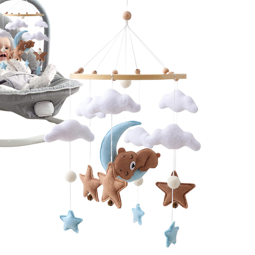 Baby Crib Mobile with Felt Clouds and Bears, Soothing Chime Nursery Mobile, Ideal Baby Gift