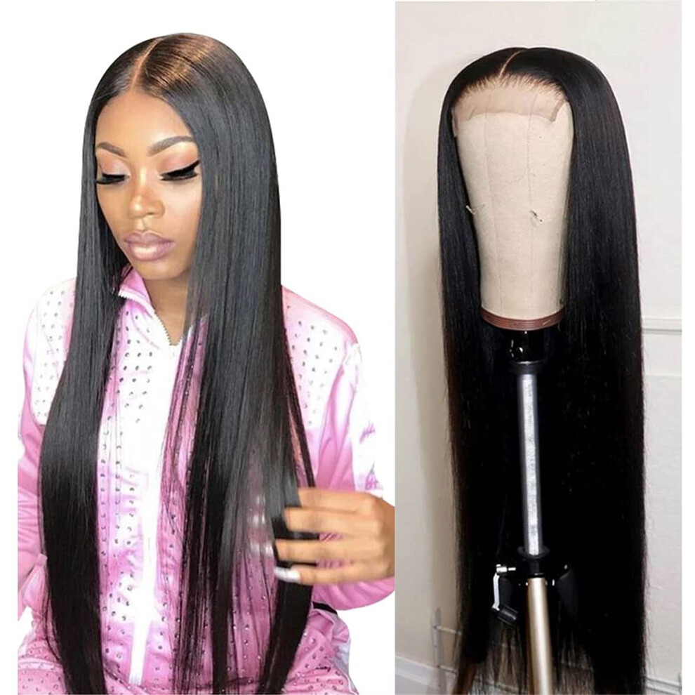 20 Inch Brazilian Straight 4x4 HD Lace Closure Human Hair Wig Preplucked Hairline for Black Women