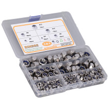 181PCS Stainless Steel Lock Nuts Set M4-M12 with Nylon Insert, High Hardness
