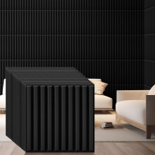 32 Pcs Black 3D PVC Wall Panels 12x12 Inch Fluted Textured Waterproof FireResistant for Interior Decoration