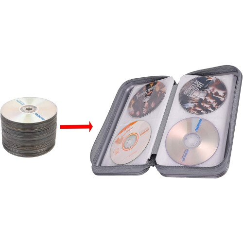 CD DVD Storage Case 96 Disc Holder with Zipper Hard Shell Scratch Organizer for Car 2