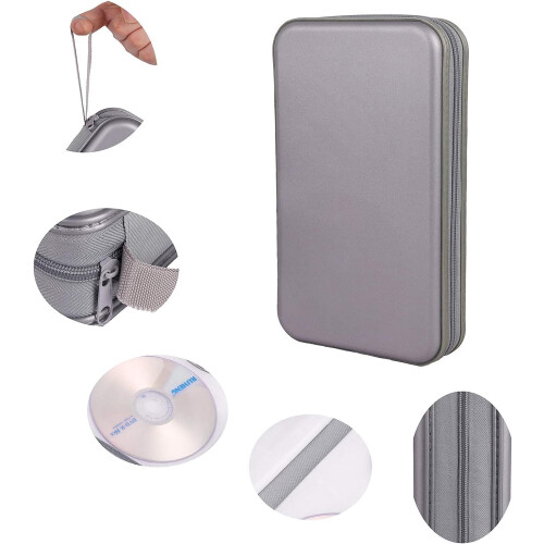 CD DVD Storage Case 96 Disc Holder with Zipper Hard Shell Scratch Organizer for Car 1