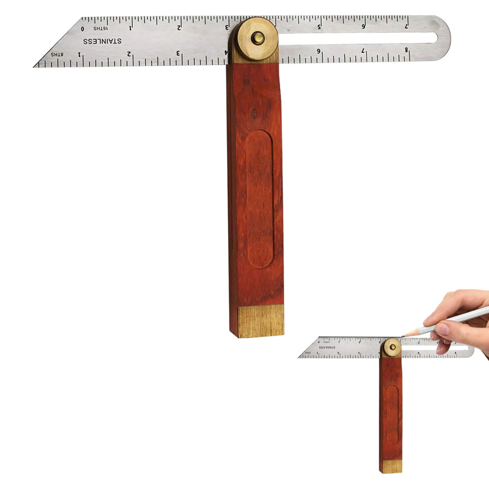 Sliding Bevel, Adjustable Bevel Gauge, Sliding Bevels Angle Finder 9 Inch/230Mm, T Bevels Blade Ruler With Hardwood Handle And Stainless Steel Blade 85306974
