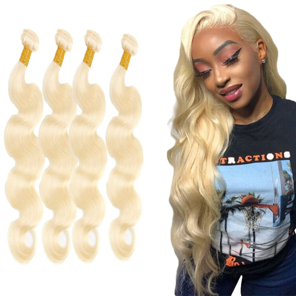 Unisex 613 Blonde Human Hair Bundles 4Pcs Brazilian Body Wave Extensions Honey Blonde Virgin Hair