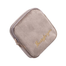 Sanitary Napkin Storage Pouch Large Capacity Travel Toiletry Organizer Bag Khaki 13x13cm