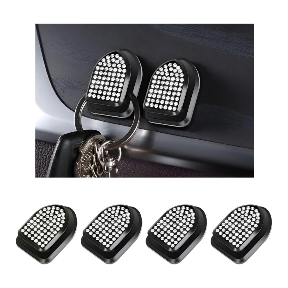4 Pcs Rhinestone Car Seat Hooks Â Spacesaving Adhesive Hangers For Dashboard, Keys, Bags, White 9365369447608