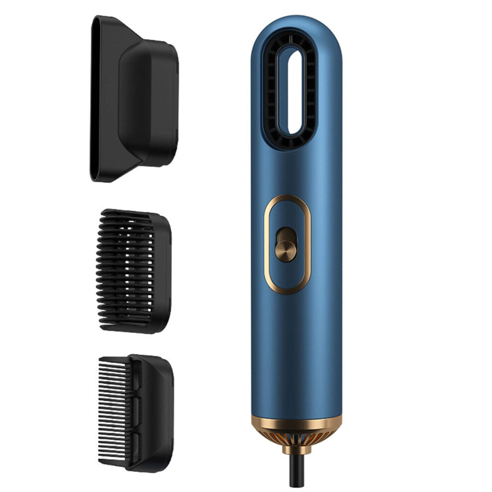 3 in 1 Ionic Hair Dryer Brush Styler with Interchangeable Heads, Fast Drying and Dual Voltage, Blue