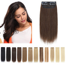 Medium Brown 8 Inch Human Hair Clip in Hairpieces for Thinning Hair Instant Volume Boost
