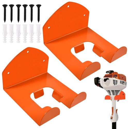 Garage Tool Organizer 2 Pack, Heavy Duty Weed Eater Hanger with Rustproof Wall Mount Hooks for Garden Tools