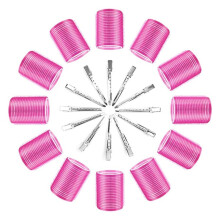 24pcs Rose Red Self Grip Hair Rollers 6cm No Heat Curlers for Long Lasting Volume