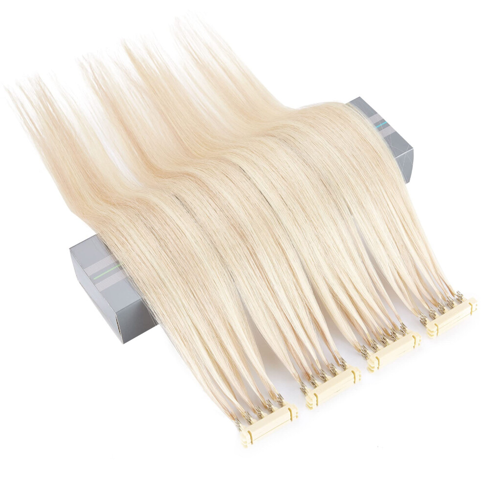 Unisex 20 Inch 6D Human Hair Extensions 18P613 Natural Remy, Fast Install, Reusable, Heat Friendly