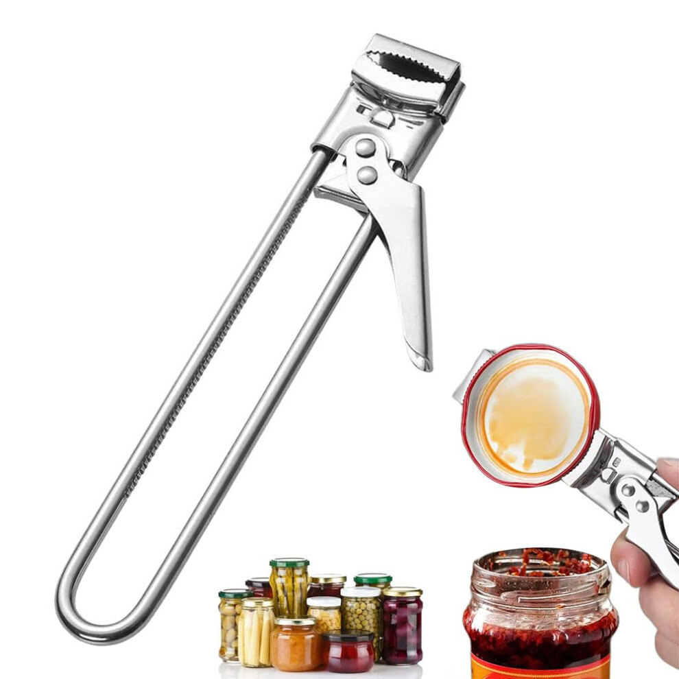 Adjustable Stainless Steel Jar and Can Opener for Weak Hands Seniors, Ergonomic Comfort Grip