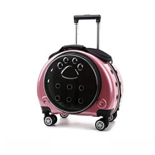 Pet Carrier Backpack Airline Approved Design with Detachable Trolley Wheels Space Capsule Rose Gold