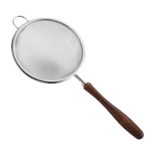 Fine Mesh Strainer Stainless Steel Sieve with HeatResistant Walnut Handle for Tea and Cooking