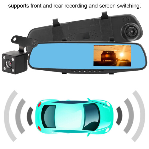 Οπισθοπορείας καθρέφτη Dash Cam4.3Inch Έξυπνο σύστημα οδήγησης με διπλό φακό 2