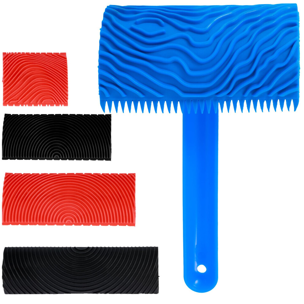 5Pcs Wood Grain Painting Tool Set Rubber Roller For Realistic Texture On Wall Furniture Door Fence 9164114238528