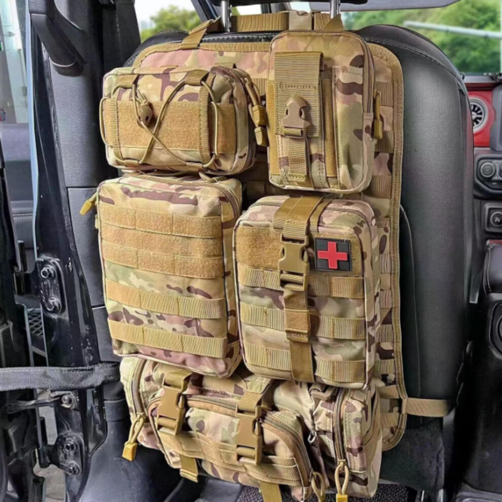 Tactical Car Seat Organizer With 5 Detachable Pouches, Waterproof Molle Backrest Storage For Suv Truck Jeep 9164114216984