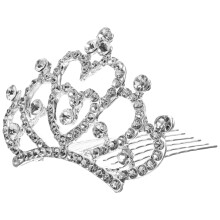 3Pcs Kids Princess Crown Tiara Hair Comb Set Silver Rhinestone Sparkling Design for Birthday Parties
