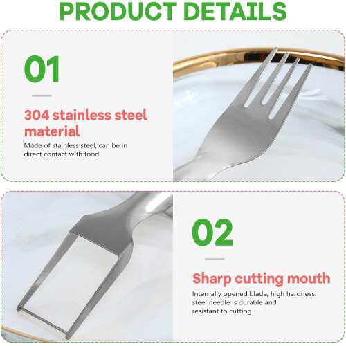 2 in 1 Stainless Steel Watermelon Cutter and Fork Slicer Tool for Quick Cube Serving (6) 2
