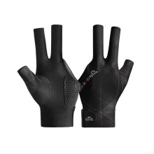 Left Handed Billiard Glove with Breathable Stretch Fabric and Moisture Grip, Black ThreeFinger Style
