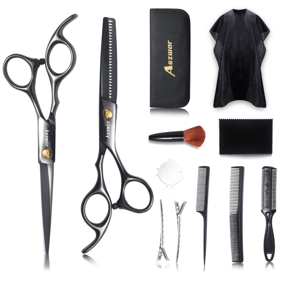 Professional 12 Piece Hair Cutting Scissors Set with Precision Blades for Salon Home and Pet Grooming