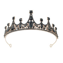 Black Baroque Crystal Crown Bridal Tiara for Weddings Parties Queens Elegant Hair Accessory