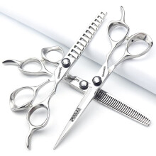 Professional Hair Cutting Scissors 6.5 Inch Set, Stainless Steel Hairdressing Shears with Ergonomic Offset Grip and Adjustable Tension