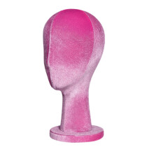 Mannequin Head with Professional Velvet Finish, Rose Red Wig Display Stand for Hats and Accessories