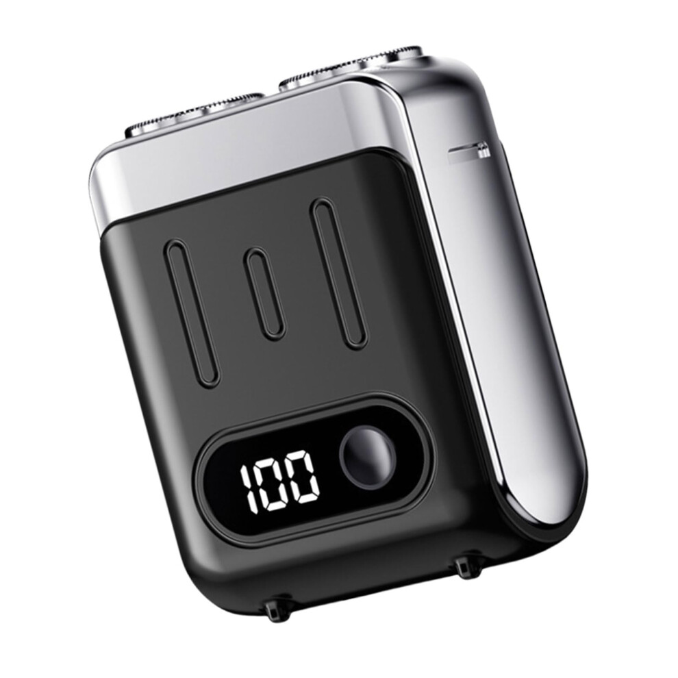 Black Electric Shaver With Digital Display, Usb Rechargeable, Quiet Compact Travel Size For Men Â