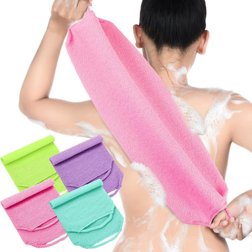 Back Scrubber with Extended Length Strap, Nylon Exfoliating Body Scrubber for Shower Women and Men