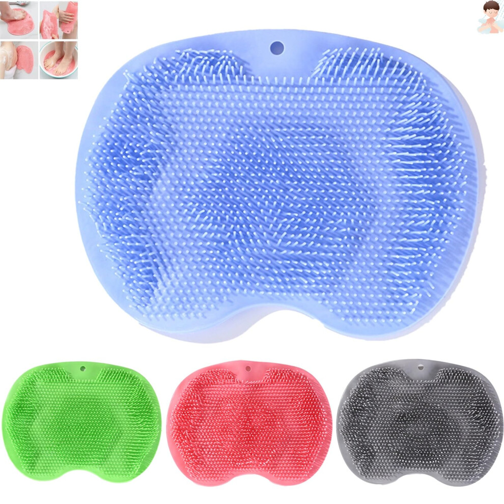 Silicone Shower Scrubber for Foot and Back, 2 in 1 Exfoliating Pad with Massage Bristles and Suction Base
