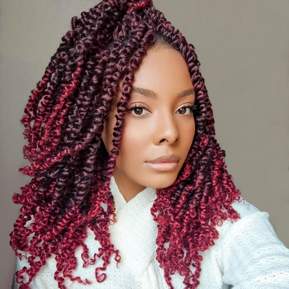 Passion Twist Crochet Hair 12 Inch Water Wave Pre Looped Braids 1B/BUG Lightweight Extensions