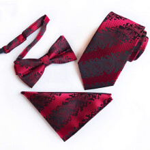 Silk Bow Tie for Men 100% Silk Formal Tie and Cufflinks Set Handmade for Wedding and Business Party