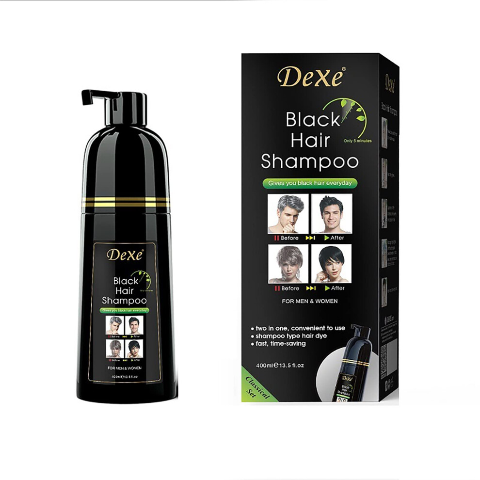 Black Instant Hair Color Shampoo For Gray Hair, 3 In 1 Hair Dye, Ammonia, 400Ml