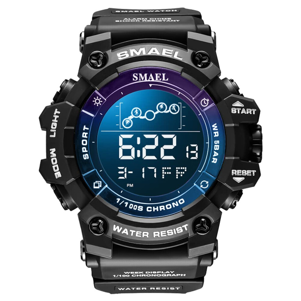 Sports Digital Watch 50M Waterproof Led Military Wristwatch With Alarm Stopwatch Shock Resistant For Men And Women Blue Purple Blue,Purple 9164114225955