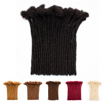 Human Hair Dreadlock Extensions 8 Inch 0.8 cm Width Natural Color Handmade Locs 55 PCS