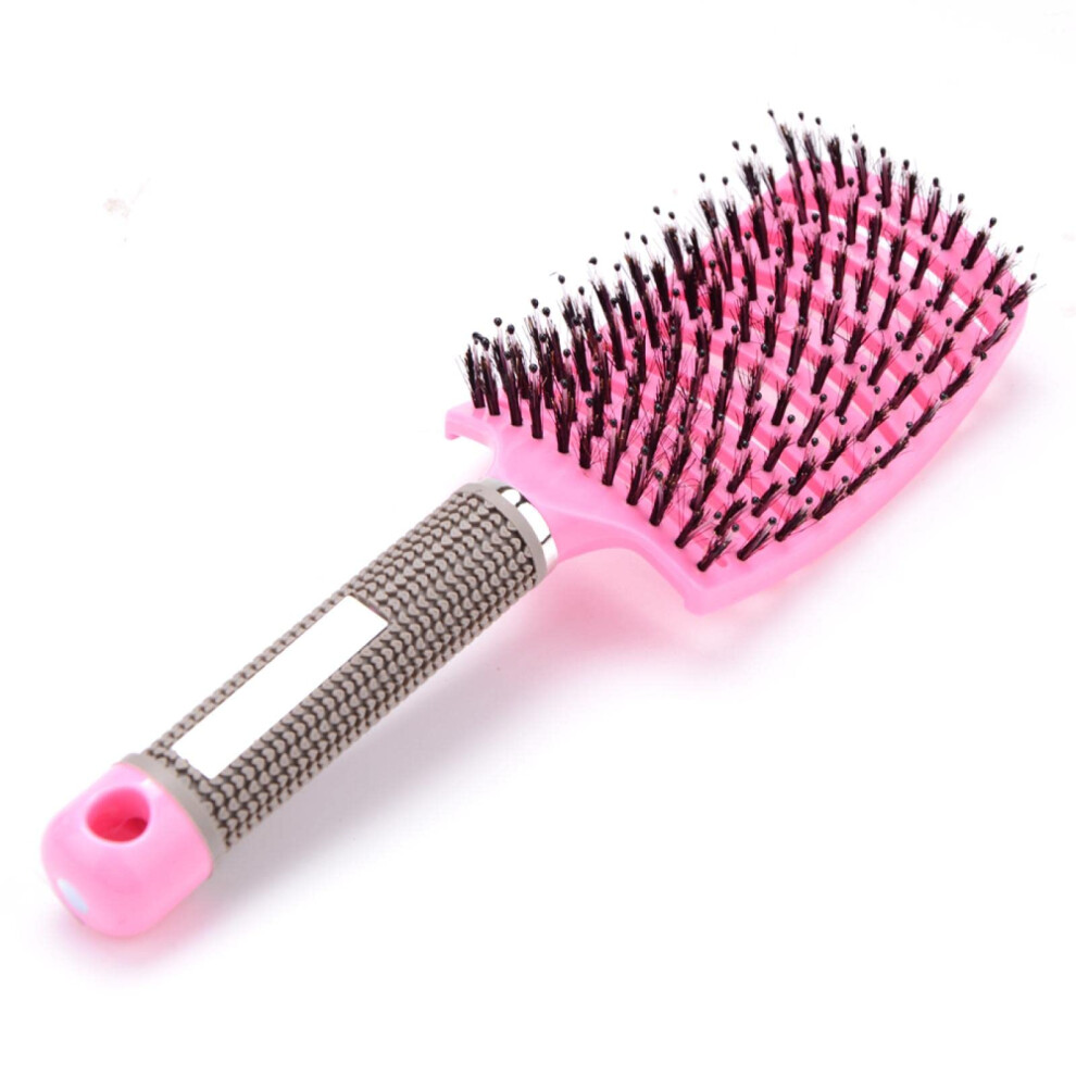Unisex Pink Detangling Hair Brush For Wet And Curly Hair With Gentle Scalp Massage, Salon Styling Comb