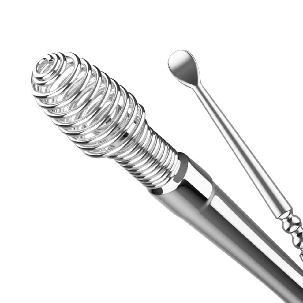 Ear Wax Removal Tool with 360 Spiral Stainless Steel Tips, Reusable Ear Cleaner Kit with Case